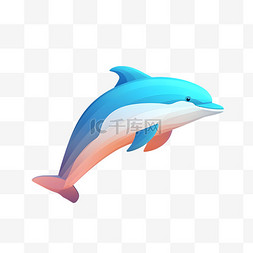 海豚动物儿童插画免扣元素