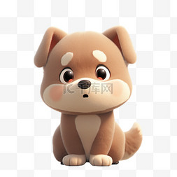 可爱小狗表情图片_3DC4D立体可爱疑惑表情小狗