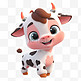 3d可爱动物形象免扣素材奶牛