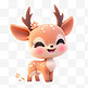 3d立体可爱小鹿动物形象免扣素材