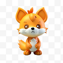 黄色狐狸素材图片_动漫卡通3D动物黄色狐狸