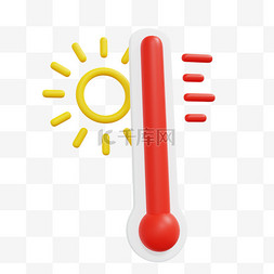 高温红色预警图片_3D高温温度温度计