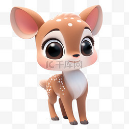 像素星星和小鹿图片_3d立体可爱动物小鹿形象免扣素材