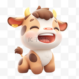 小牛图片_3DC4D立体动物卡通可爱小牛
