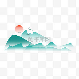 渐变山水连山高山