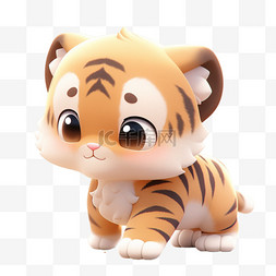 小老虎打乒乓球图片_3DC4D立体动物卡通可爱小老虎
