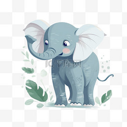 卡通扁平彩色动物大象