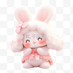 3D兔子图片_3d立体黏土动物卡通风格兔子