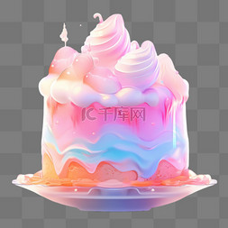 食物3d图片_蛋糕图标礼物彩色食物3D立体