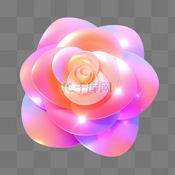 彩色道具图片_玫瑰花图标礼物彩色3D立体