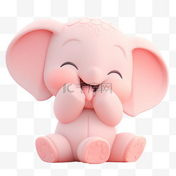 大象可爱卡通动物图片_3D立体黏土动物可爱卡通大象