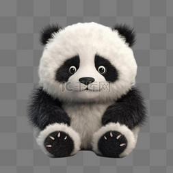 3d立体熊猫图片_动物熊猫毛绒3D立体