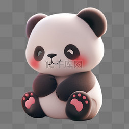 动物立体卡通图片_3D立体黏土动物可爱卡通熊猫