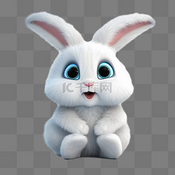 兔子卡通3d图片_3D立体动物兔子毛绒