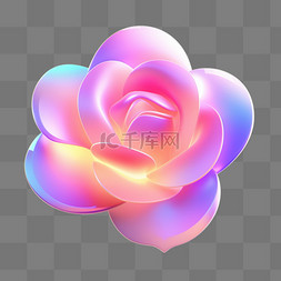 玫瑰花图标礼物彩色3D立体