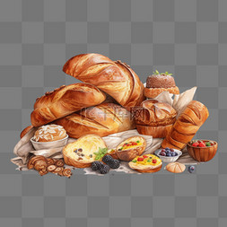 点心点菜单图片_食物面包卡通手绘面包