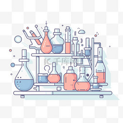 简约线条图标图片_化学实验器材插画元素
