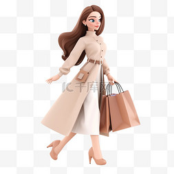 人物shopping图片_3d立体电商人物购物女孩