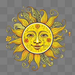 太阳山升起背景图片_黄色涂鸦太阳