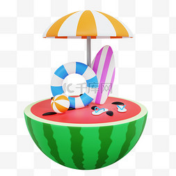 水果图片_3D立体夏季西瓜游泳遮阳伞
