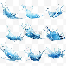 水滴和图片_水花飞溅蓝色的液体波浪带着漩涡
