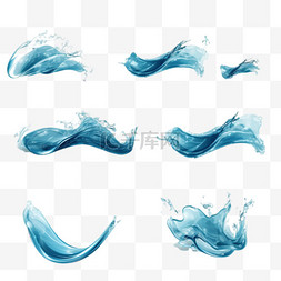 蓝色流动的水流图片_水花飞溅蓝色的液体波浪液体飞溅