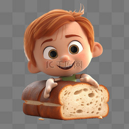 食物烘焙图片_卡通男孩面包烘焙3D食物