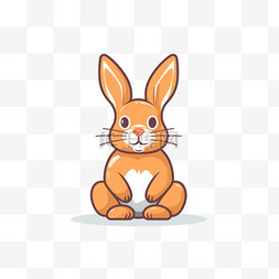 宠物老鼠图片_可爱的兔子坐着卡通向量图标插图