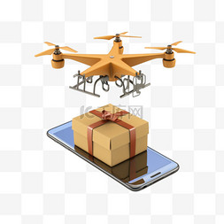 飞出图片_纸箱包裹3D矢量飞出智能手机网购