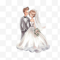 新娘和新郎卡通图片_可爱的新娘和新郎夫妇准备结婚邀