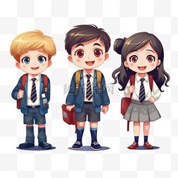 小男生绘画图片_穿着校服的孩子们在学校