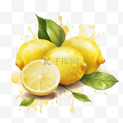 美味水果柠檬图片_水彩柠檬