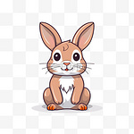 可爱的兔子坐着卡通向量图标插图。动物性图标概念隔离平台