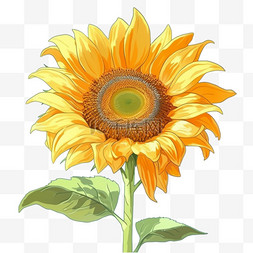 向日葵手绘向日葵图片_一朵向日葵手绘花朵装饰元素