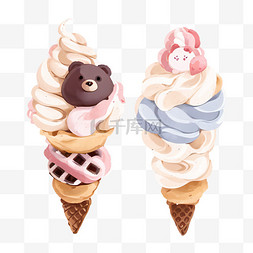 水彩冰淇淋图片_冰淇淋水彩食物插画元素