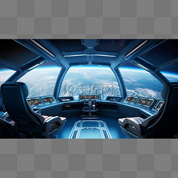 科技深蓝色图片_宇宙飞船内部驾驶舱