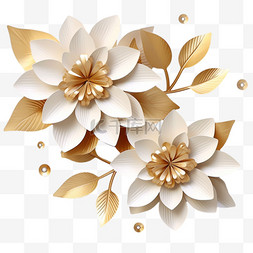 自然堂产品素材图片_自然背景，3D金色花朵