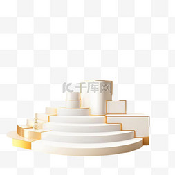 奢华风格图片_3D风格的讲台造型为金色奢华的背