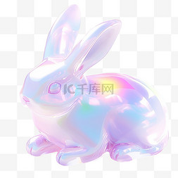 3D立体水晶玻璃动物饰品摆件小兔