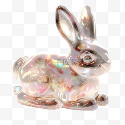 动物摆件摆件图片_3D立体水晶玻璃动物饰品摆件小兔