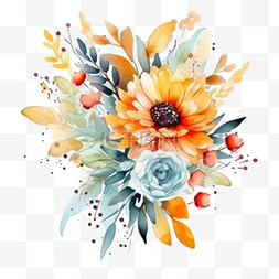 婚纱卡主题水彩手绘花卉