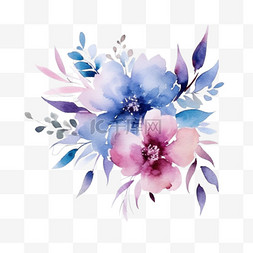 婚纱卡主题水彩手绘花卉