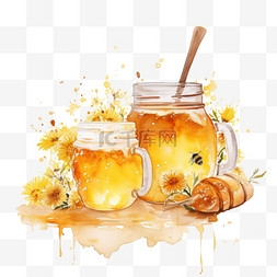 早上喝水n图片_金黄色蜂蜜水饮品
