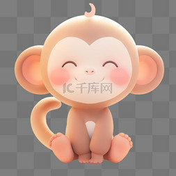 立体黏土图片_3D立体黏土动物可爱卡通猴子