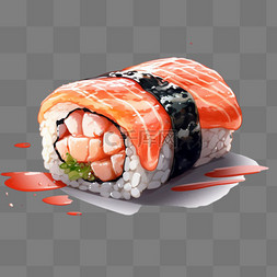 生鱼片素材图片_手绘寿司美食生鱼片饭团