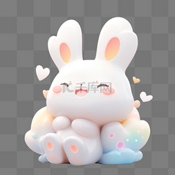 兔子png图片_3D立体黏土动物可爱卡通兔子