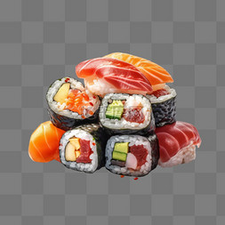 手绘日本料理图片_手绘寿司美食生鱼片饭团