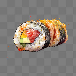 日本料理手绘图片_手绘寿司美食生鱼片饭团