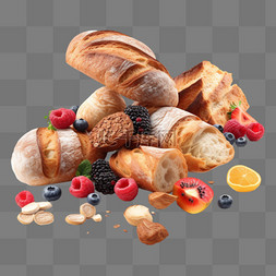 手绘食物面包图片_卡通手绘面包食物面包解剖图