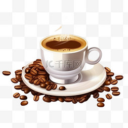 饮品背景素材图片_带有咖啡杯的逼真咖啡时间背景
